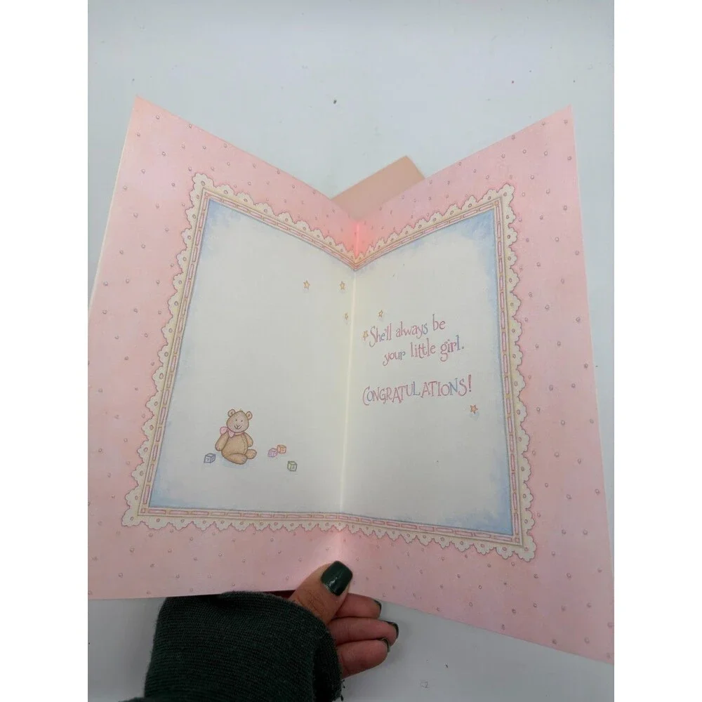 Ambassador Hallmark Baby Girl Card Congratulations Cute Face To Toes C. McQuitty